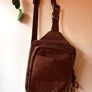 BEIS  Brown Sport Crossbody Sling Bag